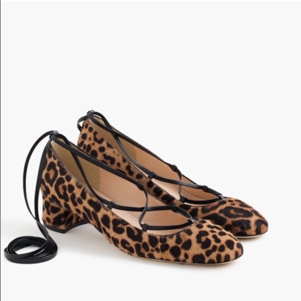 J. Crew Collection | Women’s Lace up Heels | Leopard Calf Hair | Size 9 - Picture 5 of 6